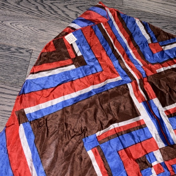 Vintage silk Geometric Multicolor scarf - Picture 6 of 10